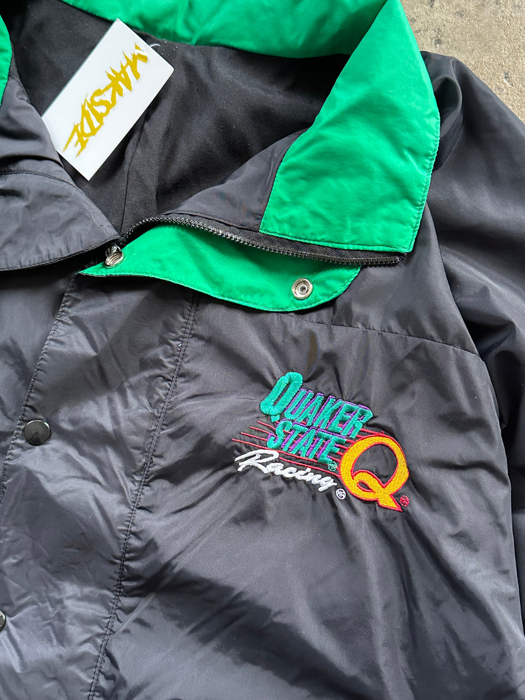 XL - Vintage Quaker State Racing Jacket – Black & Green Embroidered NASCAR Jacket