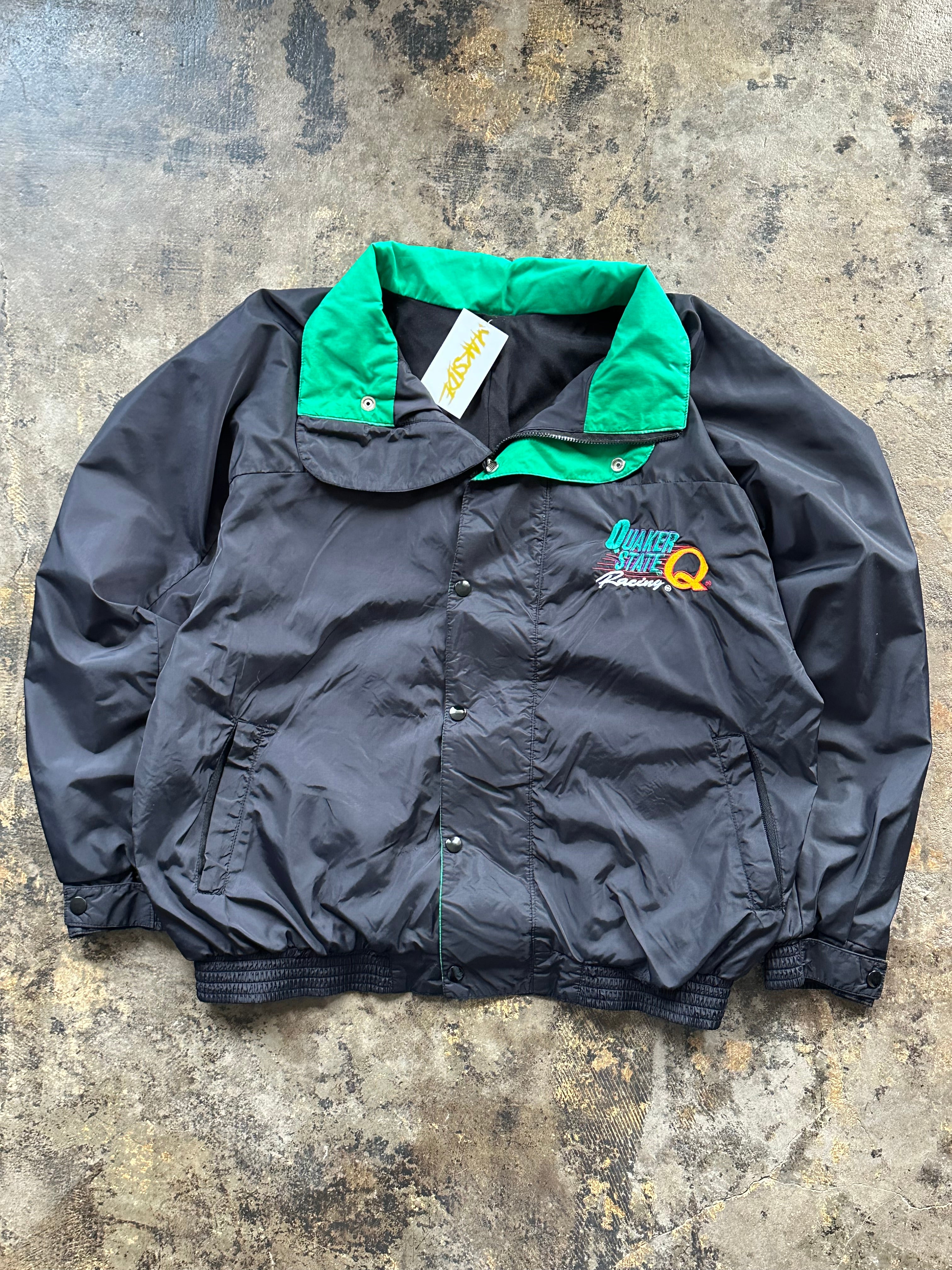 XL - Vintage Quaker State Racing Jacket – Black & Green Embroidered NASCAR Jacket