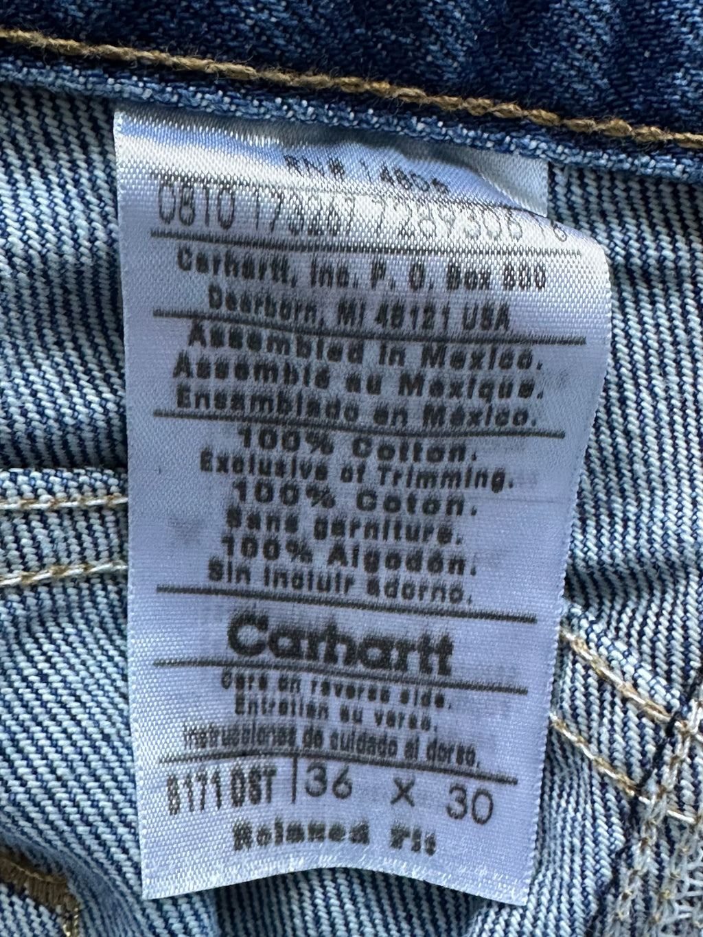 36x30 - Carhartt Blue Denim Carpenter Pants