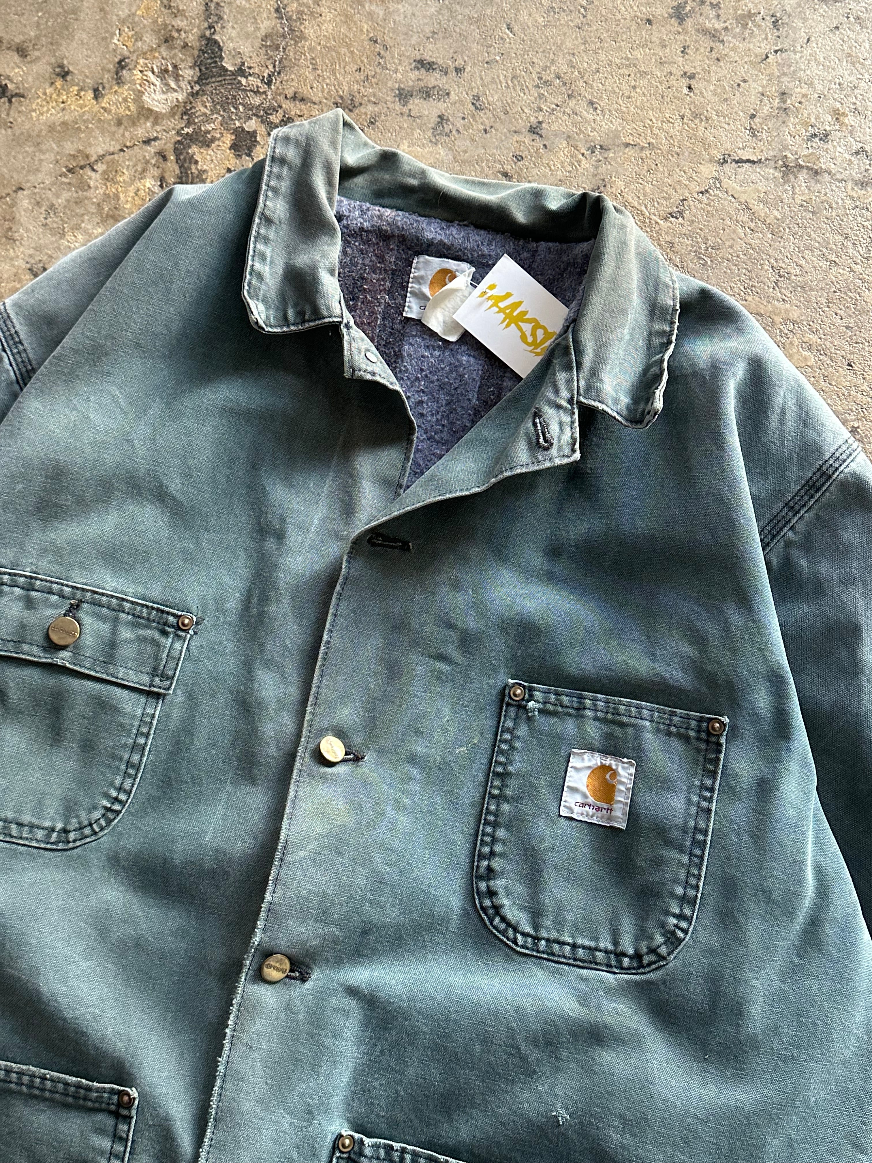 XXL - Vintage Carhartt Blanket-Lined Chore Jacket – Faded Green tint