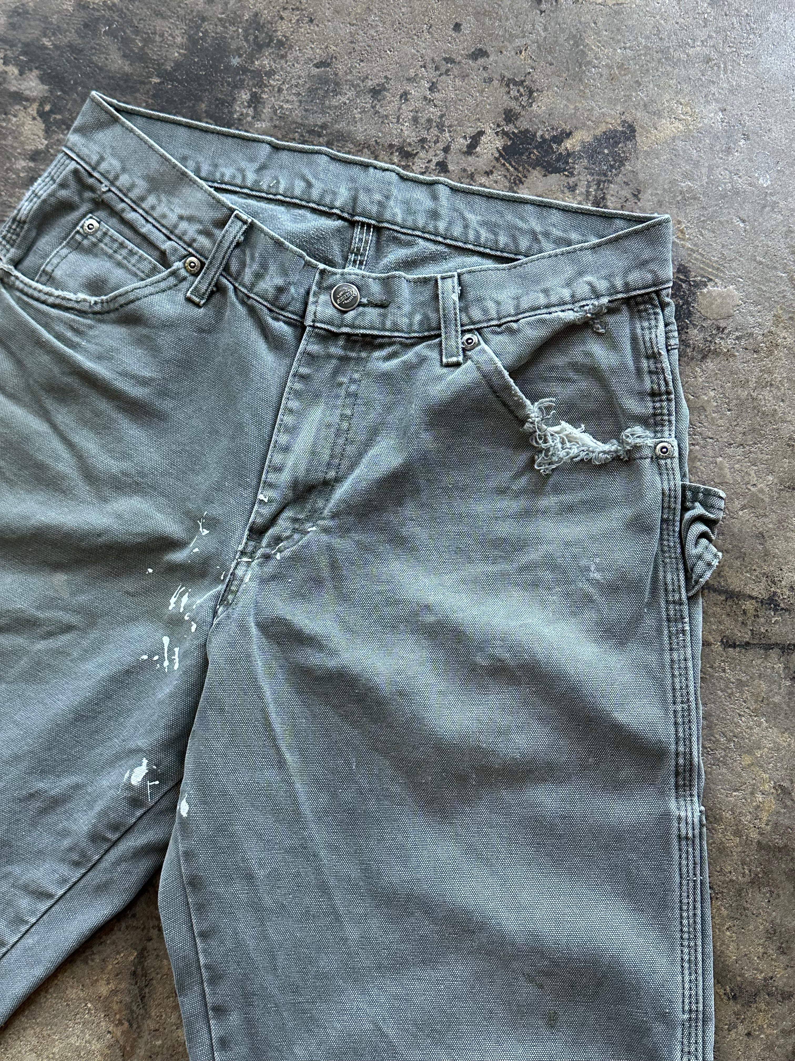 30x32 - Dickies Olive Green Distressed Work Pants