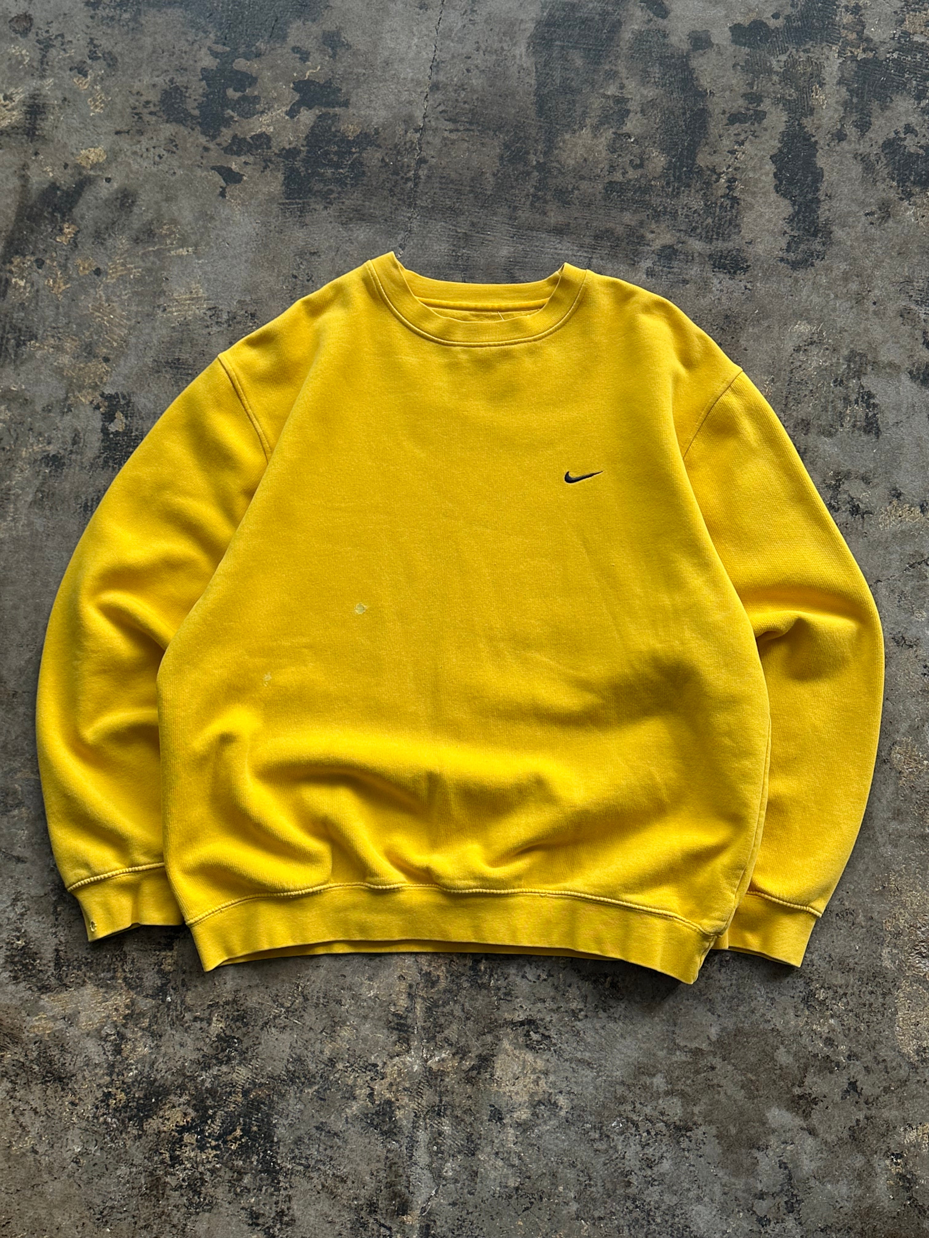 L - Vintage Nike Mini Swoosh Crewneck Sweatshirt – Mustard Yellow