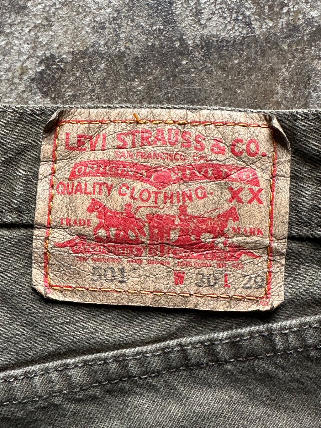 30x29 - Vintage Levi’s 501 Olive Green Denim Jeans