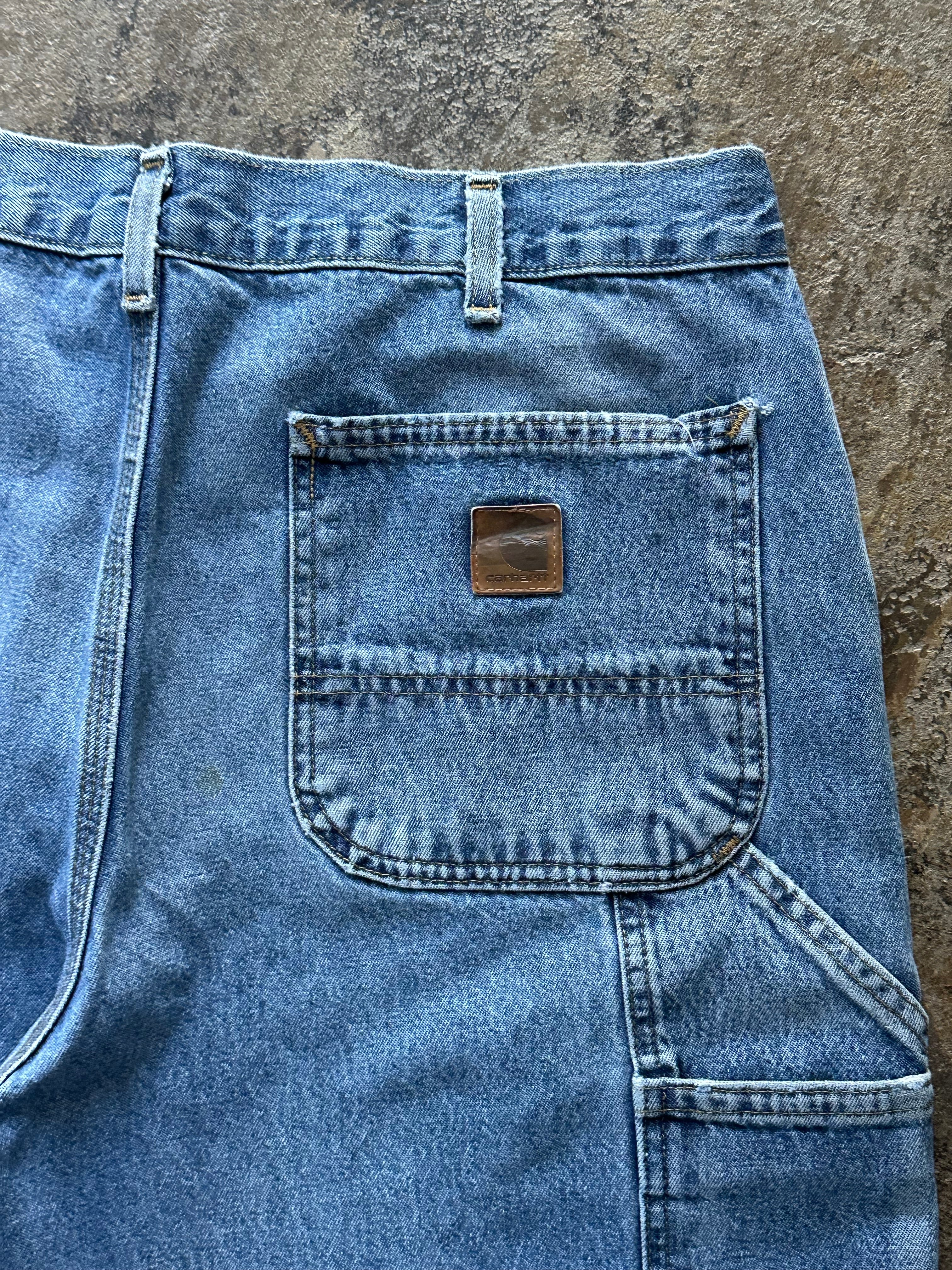 36x32- Carhartt Distressed Denim Work Pants