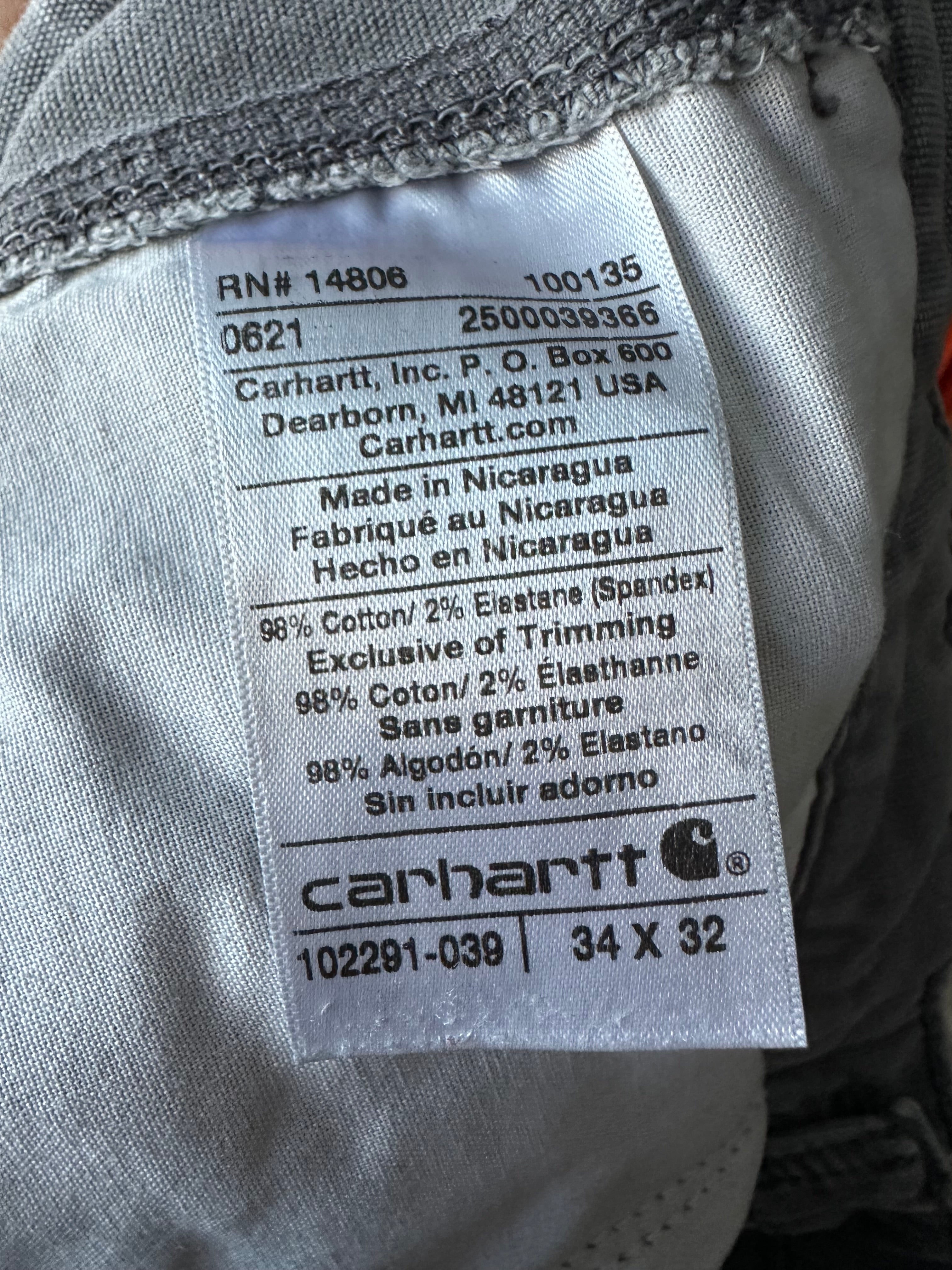 34x32- Carhartt Grey Utility Pants
