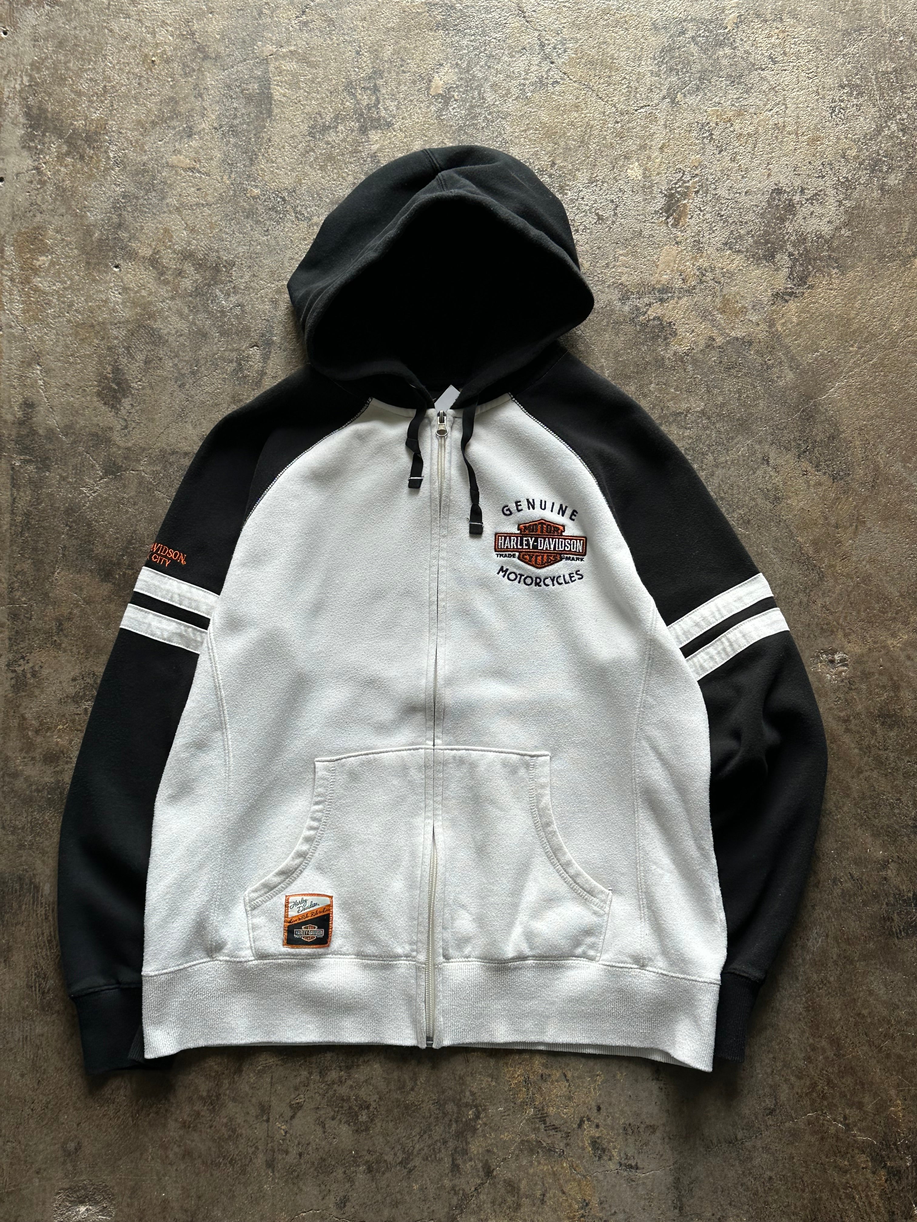 L - Harley-Davidson Black & Gray Zip-Up Hoodie