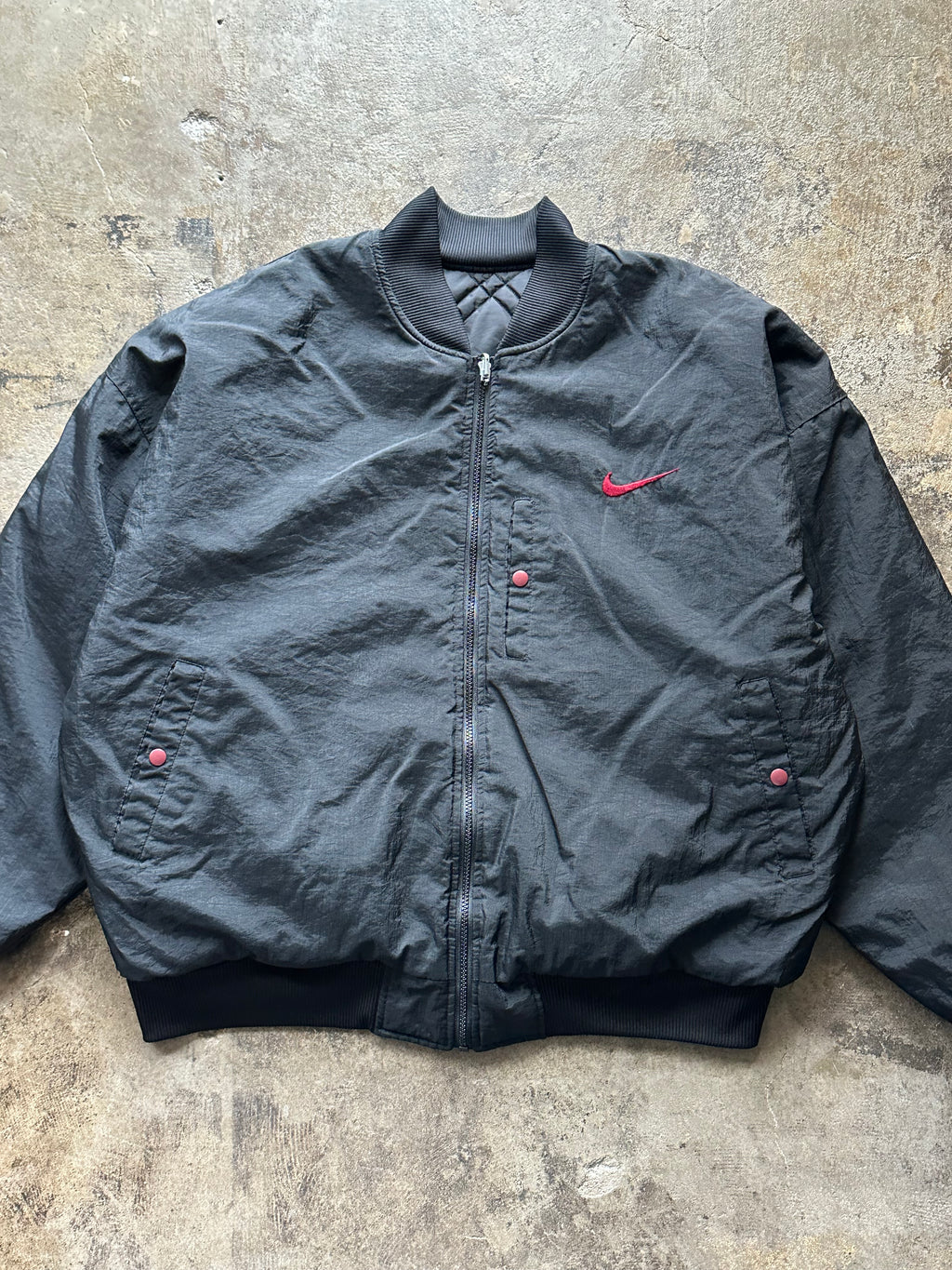 XL - Nike Reversible Bomber Jacket - Black & Maroon