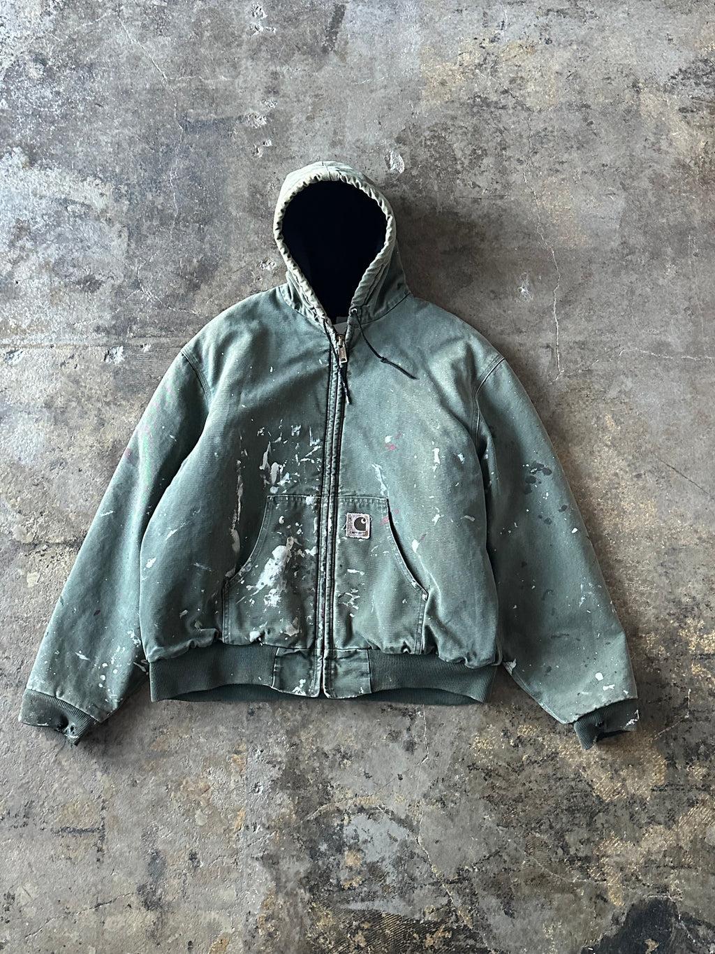 XL - Vintage Carhartt Duck Canvas Hooded Jacket – Distressed & Painted