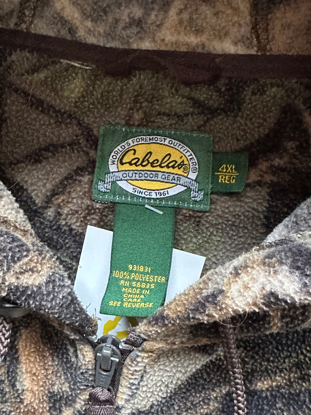 4XL - Cabela’s Fleece Camo Zip-Up Hoodie