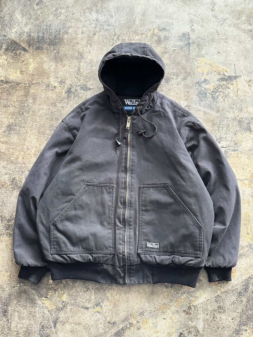 LT - Walls Workwear Hooded Jacket – Black Faded Canvas