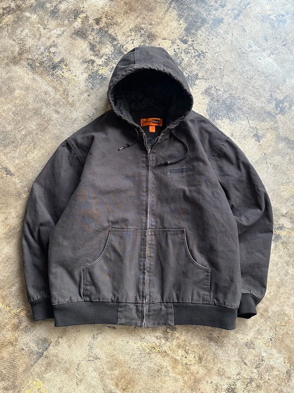 XL - CornerStone Patchwork Hooded Work Jacket – Faded Black