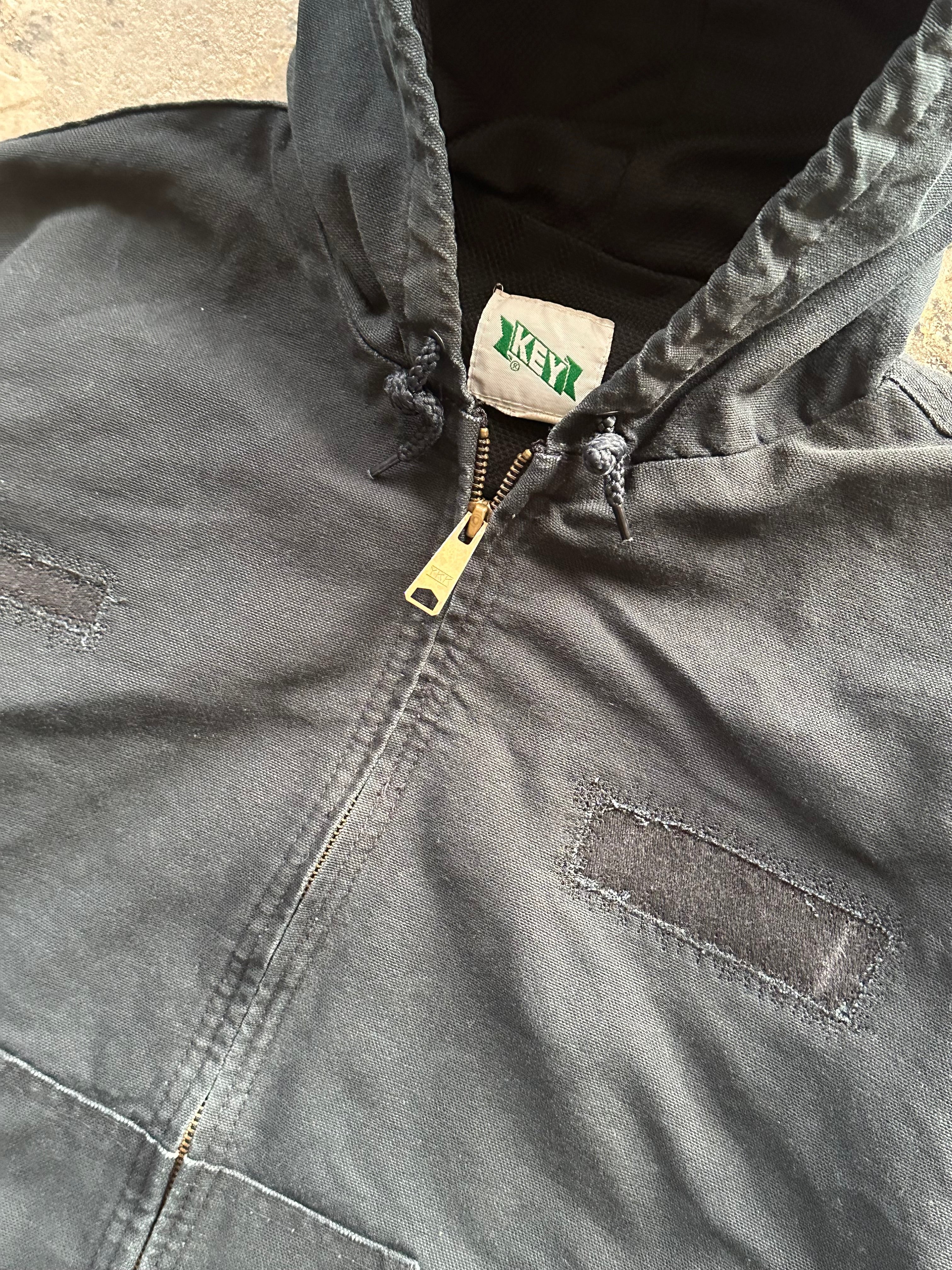 L - Key Hooded Patchwork Jacket – Black Canvas Zip-Up