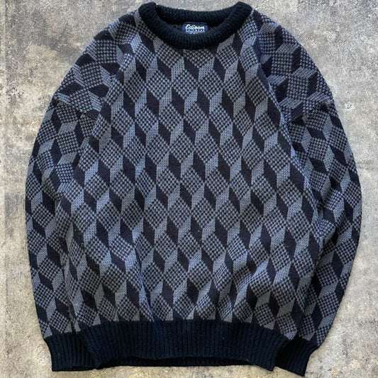 S - Edison BLK & Grey Knit Sweater