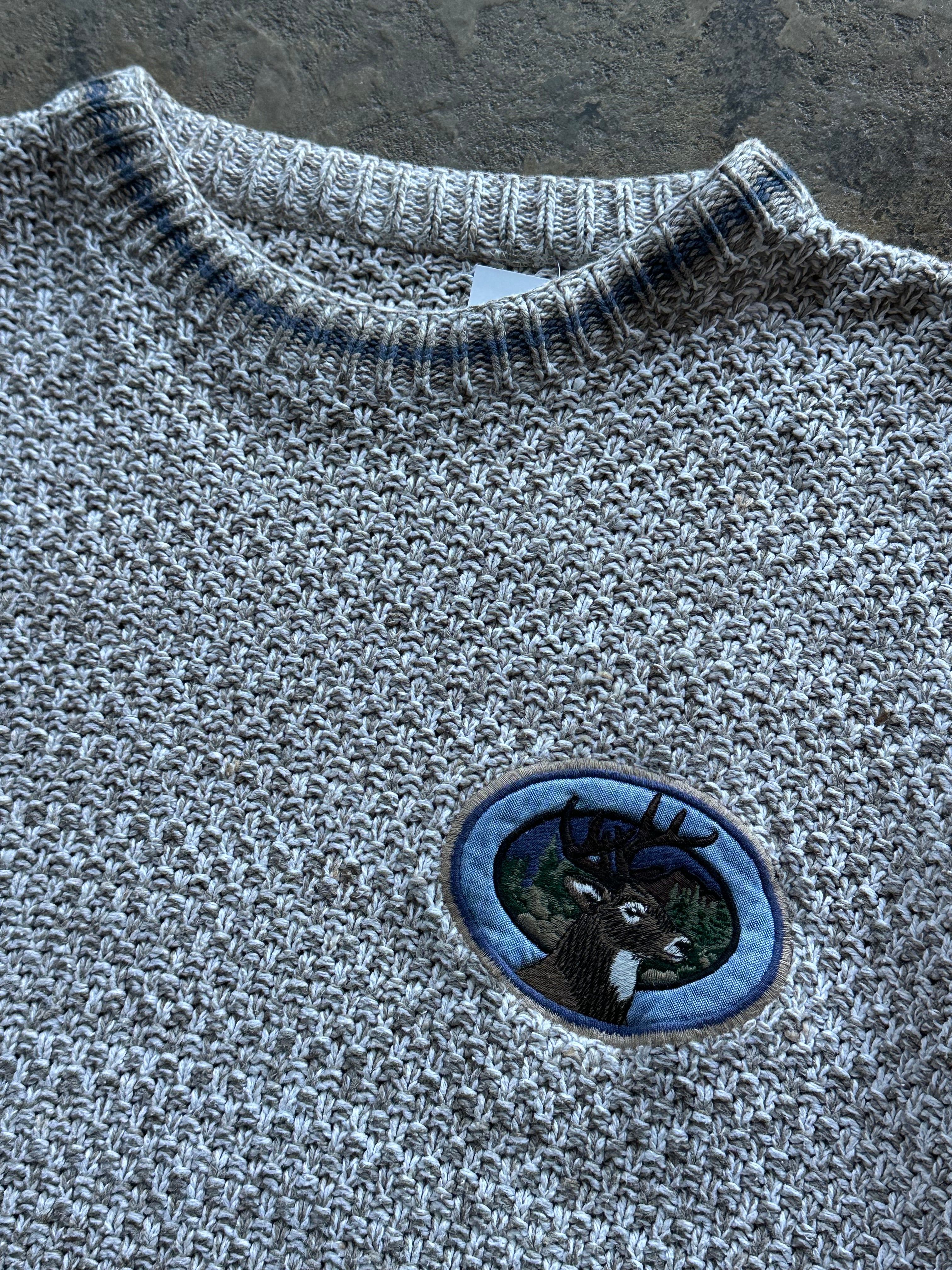 L - Vintage Knit Deer Sweater