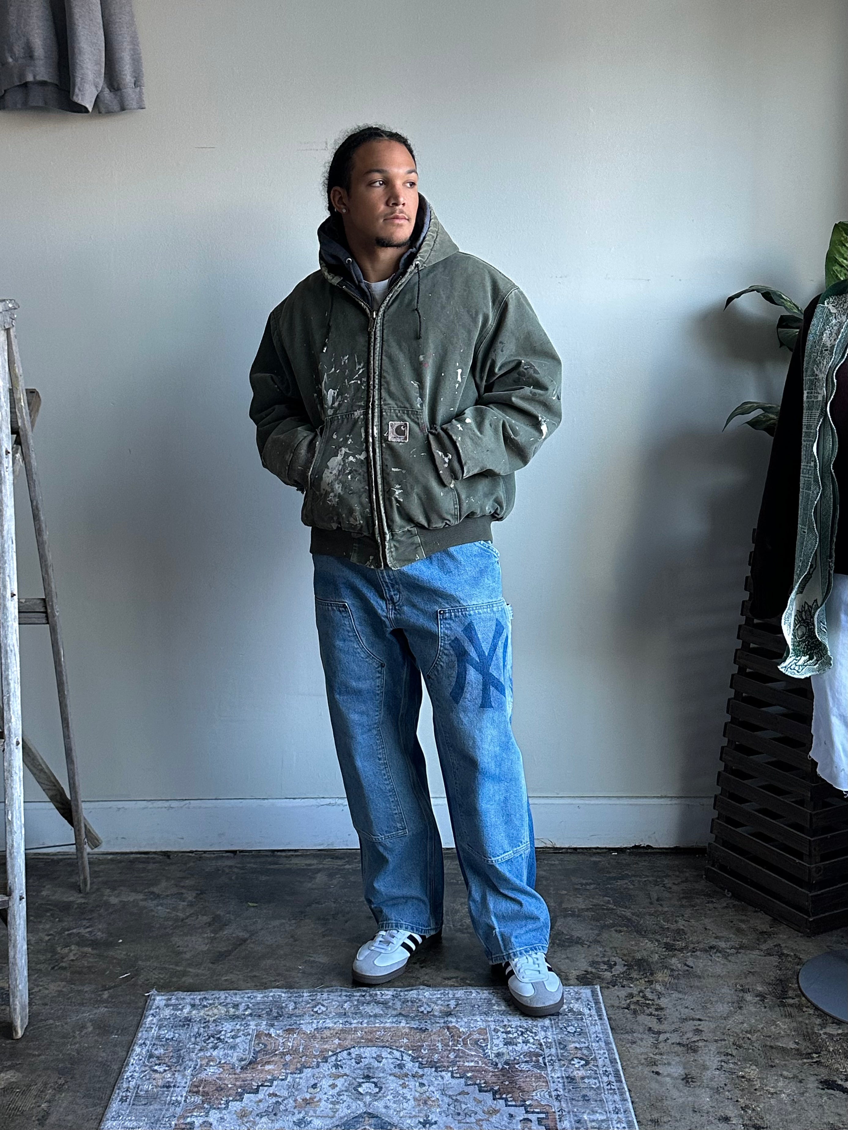 XL - Vintage Carhartt Duck Canvas Hooded Jacket – Distressed & Painted